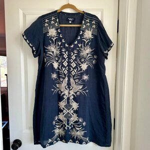 Johnny Was Workshop Short Sleeve Embroidered Above Knee Dress